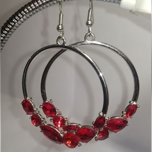Ruby color hoop earrings